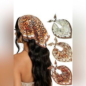 3 Pack Hair Bandana Headband for Women, Triangle Head Scarf Tie-Back Neck Scarf